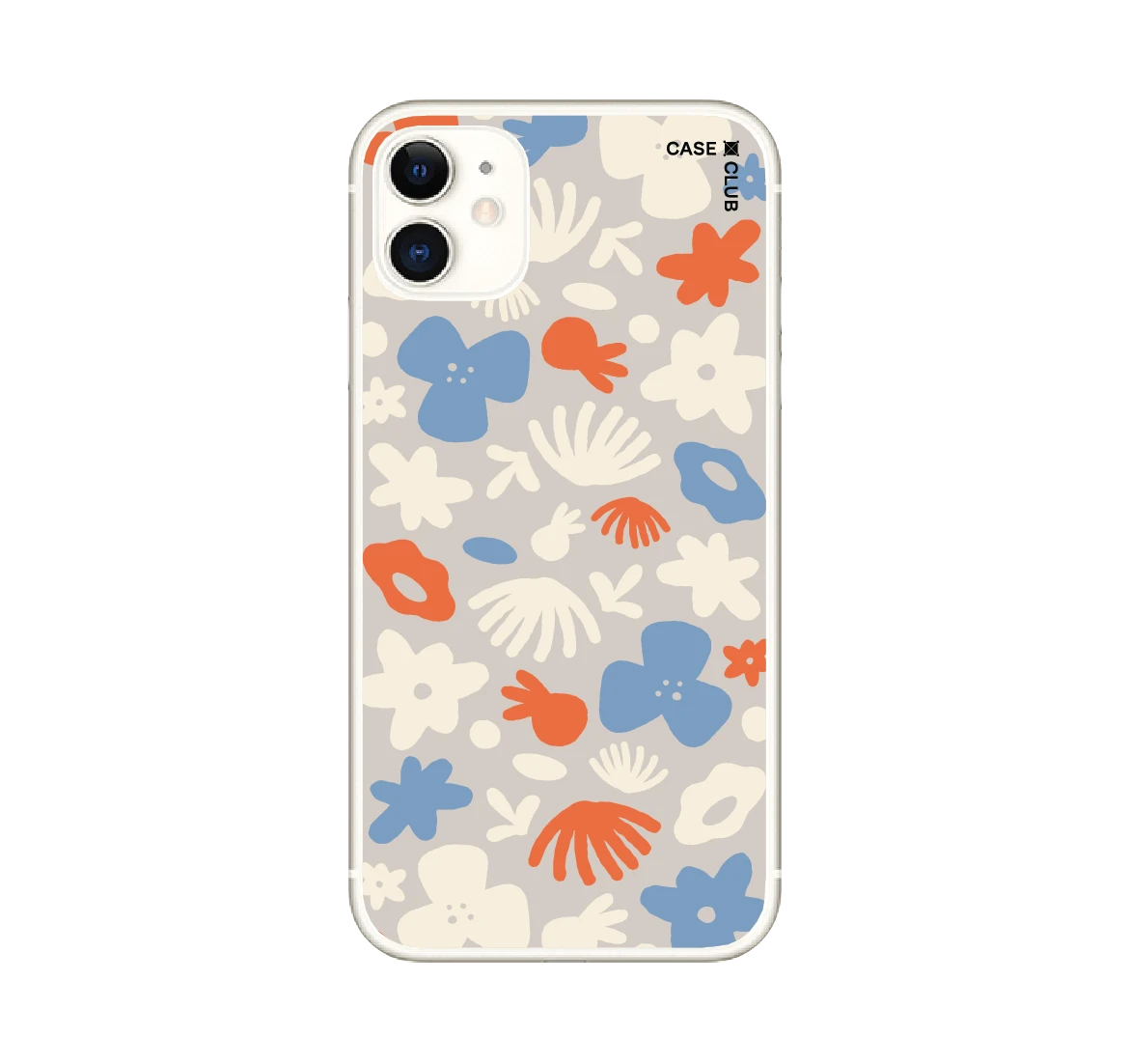 iphone 11 clear case dark blue flower pattern